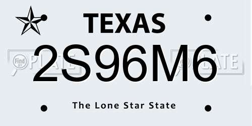 2S96M6 Texas License Plate