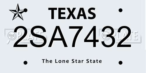 2SA7432 Texas License Plate