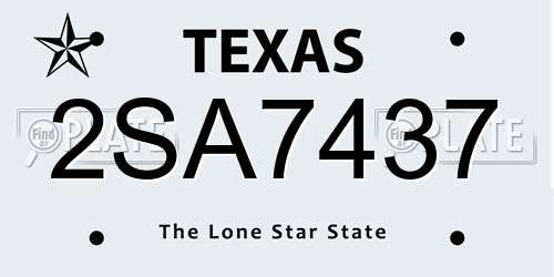 2SA7437 Texas License Plate