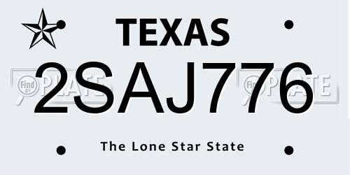 2SAJ776 Texas License Plate