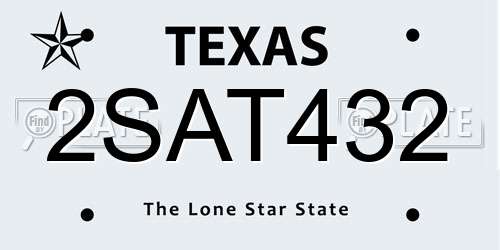 2SAT432 Texas License Plate