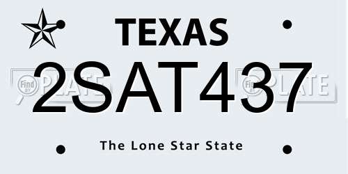 2SAT437 Texas License Plate