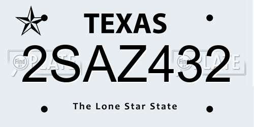 2SAZ432 Texas License Plate