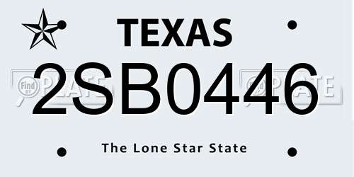2SB0446 Texas License Plate