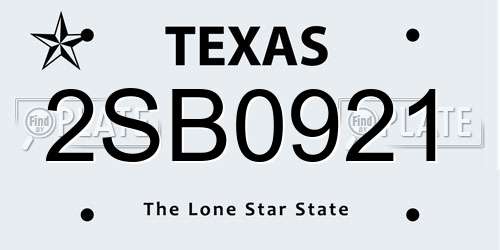 2SB0921 Texas License Plate