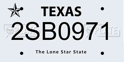 2SB0971 Texas License Plate