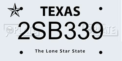 2SB339 Texas License Plate