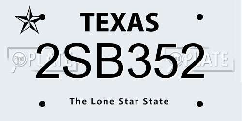 2SB352 Texas License Plate