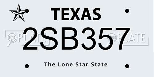2SB357 Texas License Plate