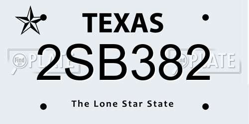 2SB382 Texas License Plate