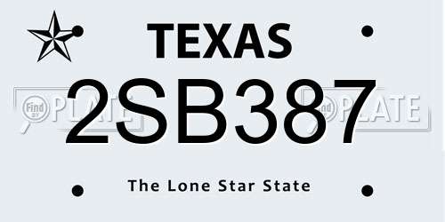 2SB387 Texas License Plate
