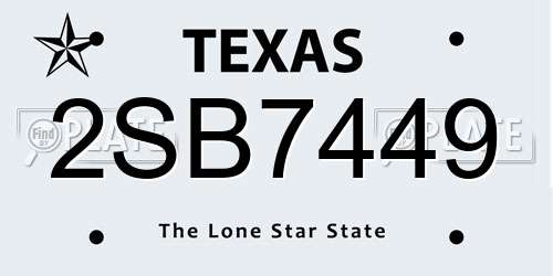 2SB7449 Texas License Plate