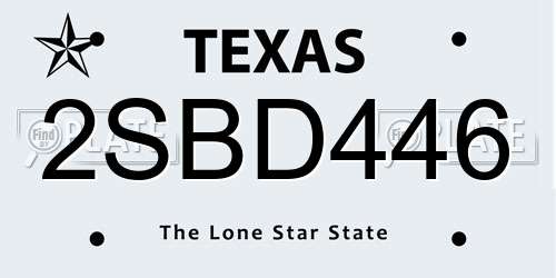 2SBD446 Texas License Plate