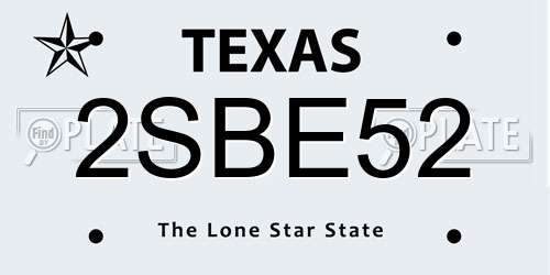 2SBE52 Texas License Plate