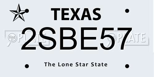 2SBE57 Texas License Plate