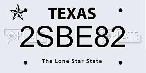 2SBE82 Texas License Plate