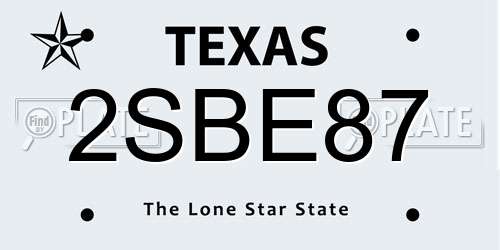 2SBE87 Texas License Plate