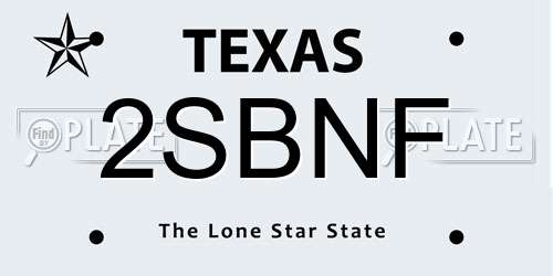 2SBNF Texas License Plate