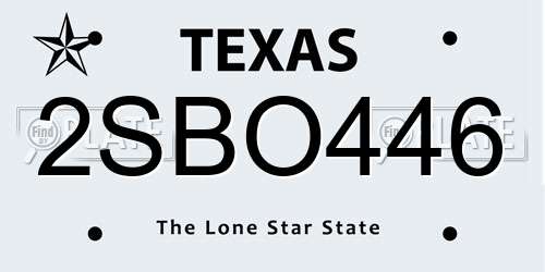 2SBO446 Texas License Plate