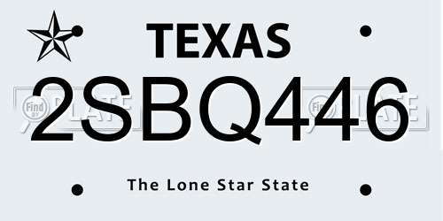 2SBQ446 Texas License Plate
