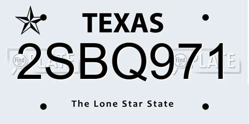 2SBQ971 Texas License Plate