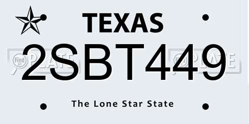 2SBT449 Texas License Plate