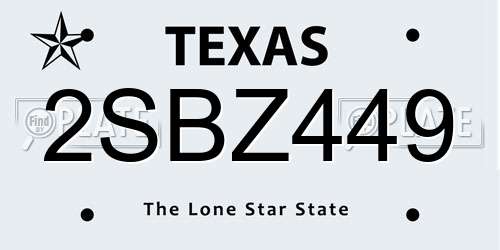 2SBZ449 Texas License Plate