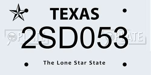 2SD053 Texas License Plate