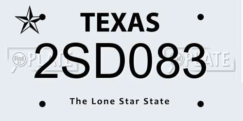 2SD083 Texas License Plate