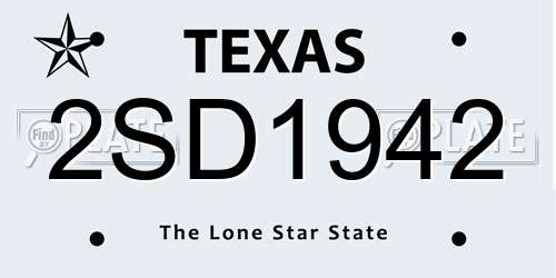 2SD1942 Texas License Plate