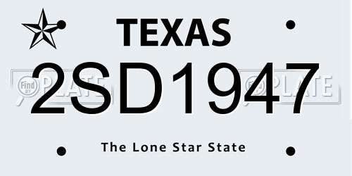 2SD1947 Texas License Plate