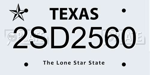 2SD2560 Texas License Plate