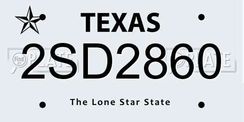 2SD2860 Texas License Plate
