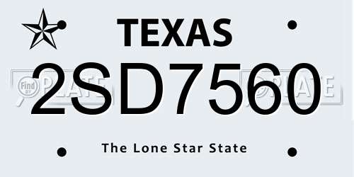 2SD7560 Texas License Plate