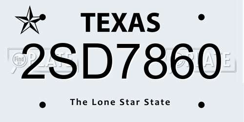 2SD7860 Texas License Plate