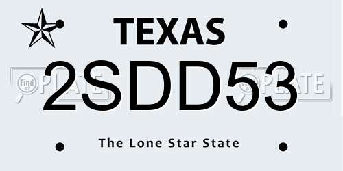 2SDD53 Texas License Plate