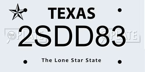 2SDD83 Texas License Plate
