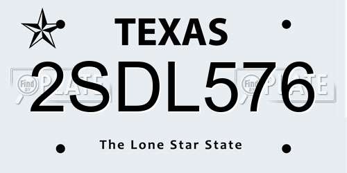 2SDL576 Texas License Plate