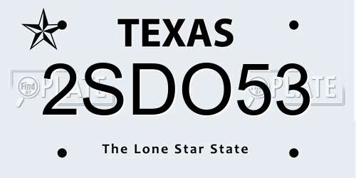 2SDO53 Texas License Plate
