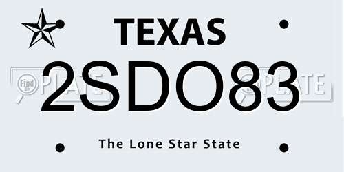 2SDO83 Texas License Plate