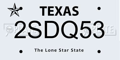 2SDQ53 Texas License Plate