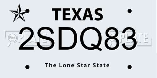 2SDQ83 Texas License Plate