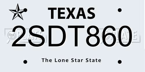 2SDT860 Texas License Plate