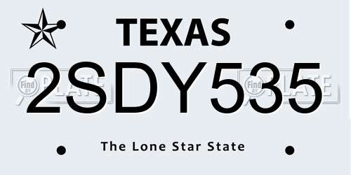 2SDY535 Texas License Plate