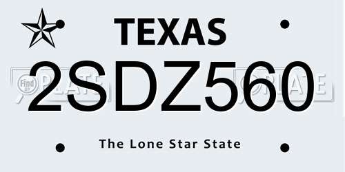 2SDZ560 Texas License Plate