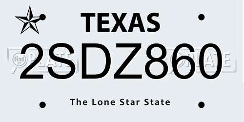 2SDZ860 Texas License Plate