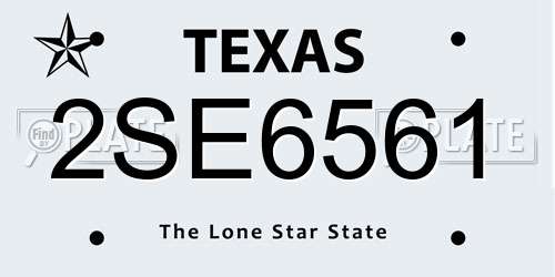 2SE6561 Texas License Plate