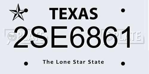 2SE6861 Texas License Plate