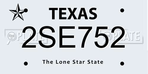 2SE752 Texas License Plate