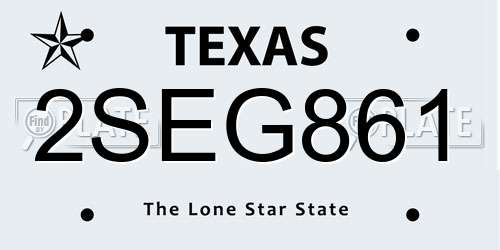 2SEG861 Texas License Plate